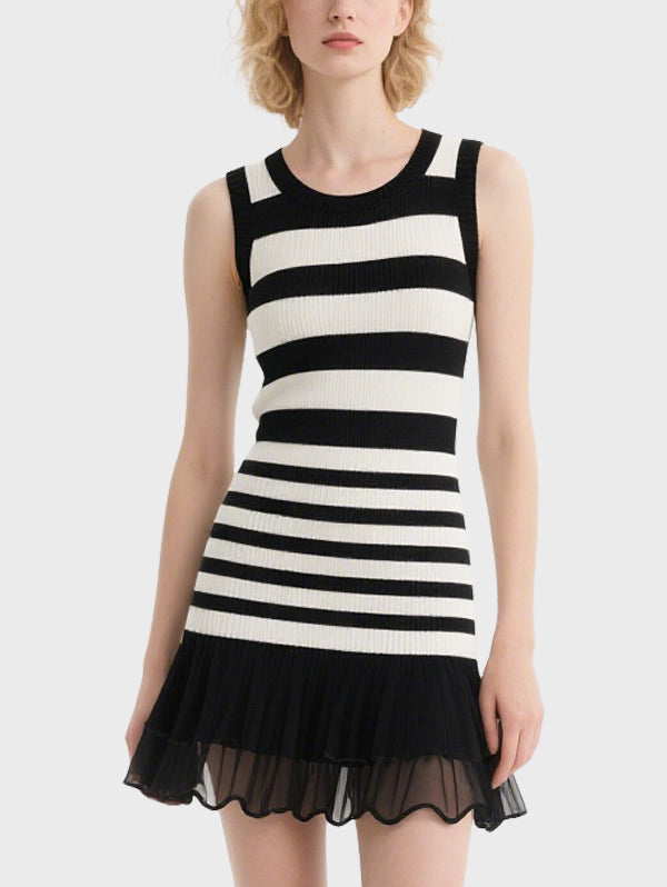 Women's Striped Fashionable Knee Length Dress
