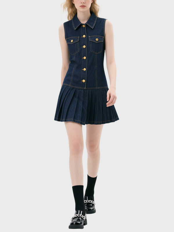 Fashionable Denim Women's Knee Length Dress