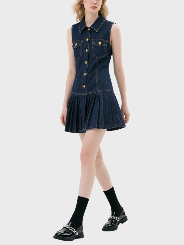 Fashionable Denim Women's Knee Length Dress