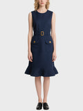 Women's Simple Denim Knee Length Dress
