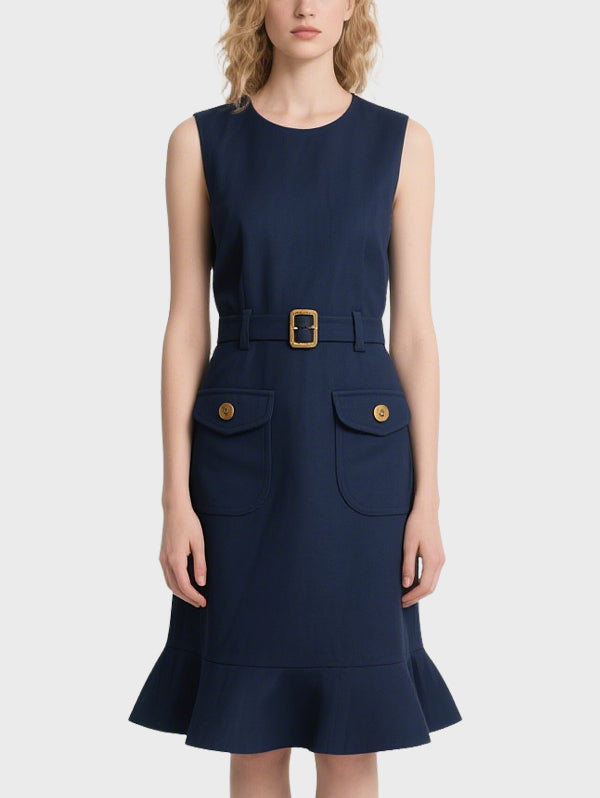 Women's Simple Denim Knee Length Dress