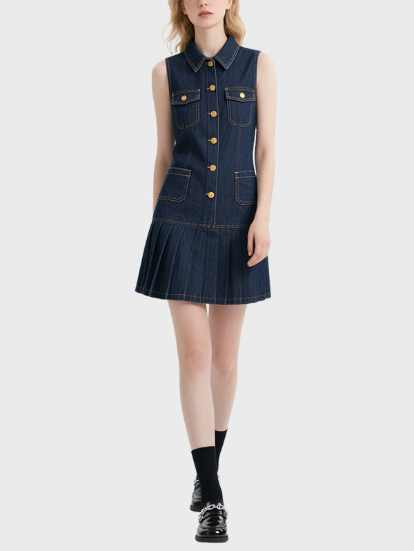 Women's Summer Denim Knee Length Dress