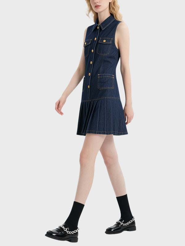 Women's Summer Denim Knee Length Dress