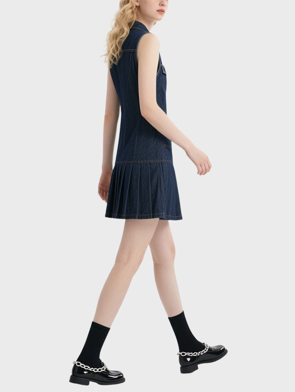 Women's Summer Denim Knee Length Dress