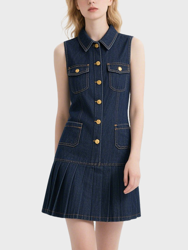 Women's Summer Denim Knee Length Dress