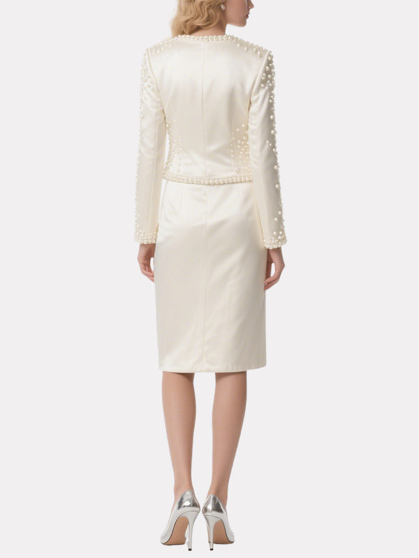Gorgeous Pearl-Decorated Suit Skirt Suit