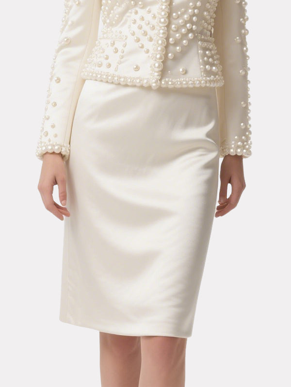 Gorgeous Pearl-Decorated Suit Skirt Suit