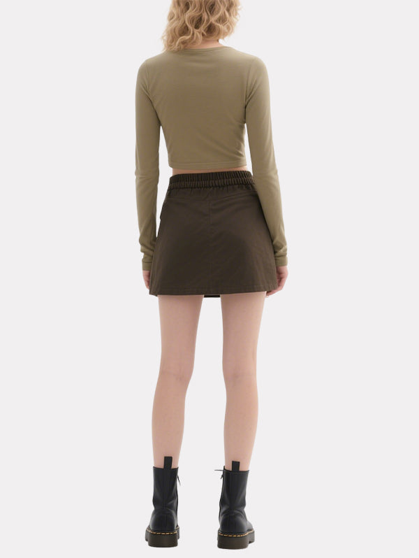 Casual Khaki Long-Sleeved Short Top Workwear Skirt Suit