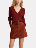 Vintage Red Knitted Cardigan with Belt Skirt Suit
