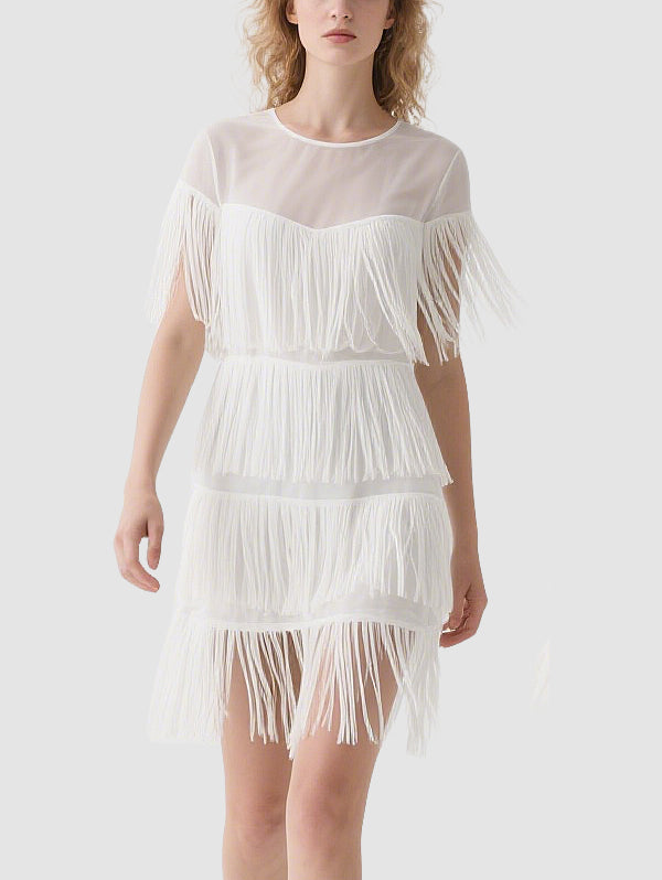 Women's Simple Tassel Mini Dress