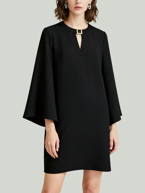 Flared Sleeve Design Smart Neat Office Women's Long-Sleeve Dress