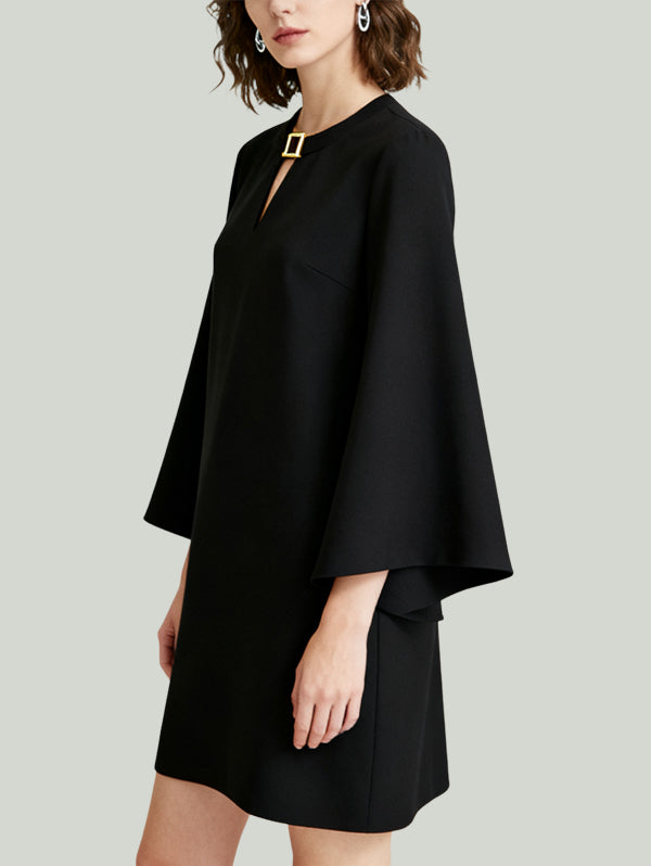 Flared Sleeve Design Smart Neat Office Women's Long-Sleeve Dress