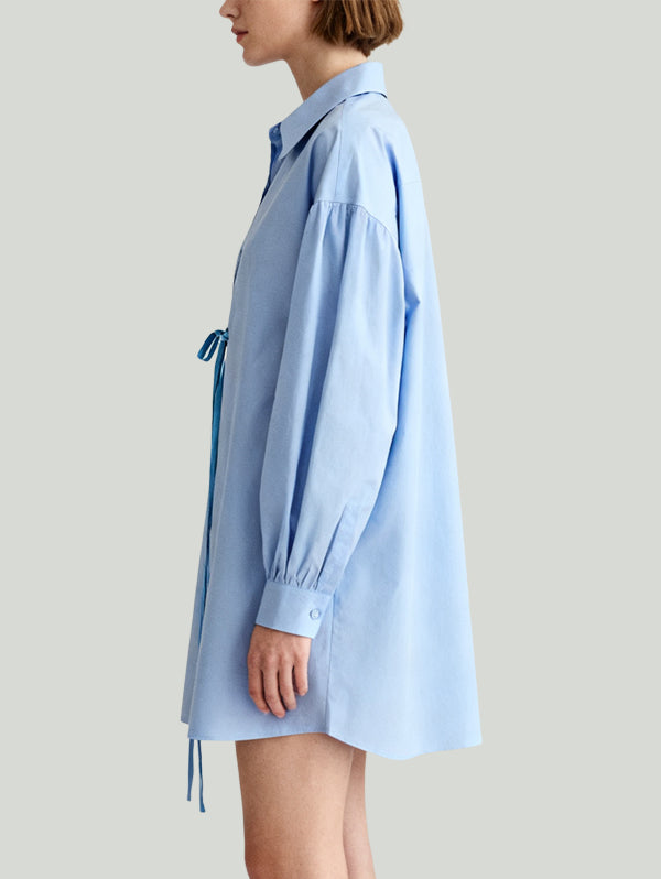 Shirt-Style Tie Design Casual Uninhibited Women's Long-Sleeve Dress