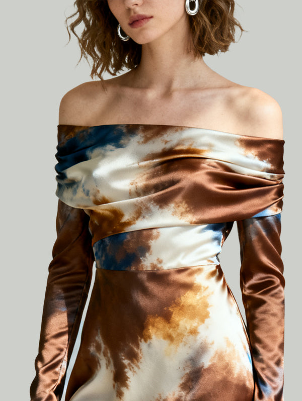Flared Sleeve Design Trendy Fashion Women's Long-Sleeve Dress