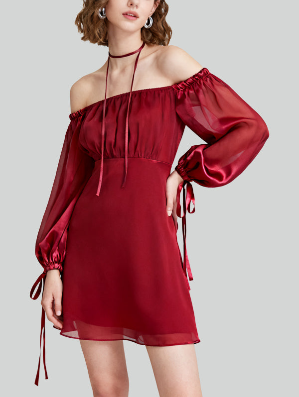 Romantic Flowy Fashionable Women's Long-Sleeve Dress