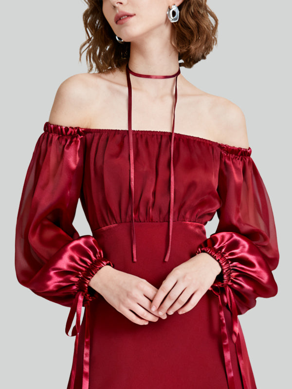 Romantic Flowy Fashionable Women's Long-Sleeve Dress