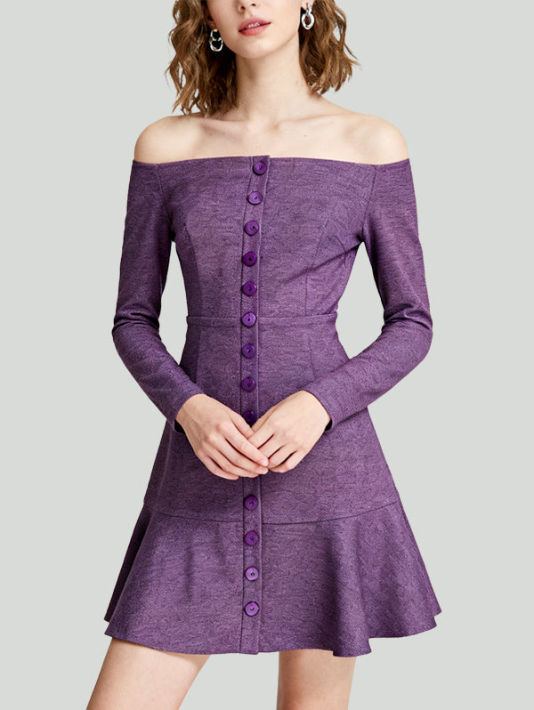 Ruffle Design Fresh Sweet Women's Long-Sleeve Dress