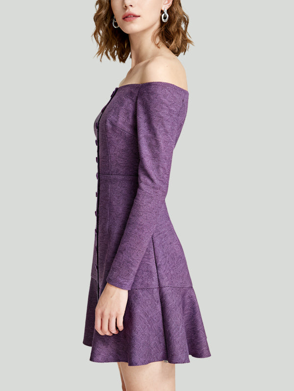 Ruffle Design Fresh Sweet Women's Long-Sleeve Dress
