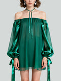 Lantern Sleeve Design Elegant Vital Women's Long-Sleeve Dress