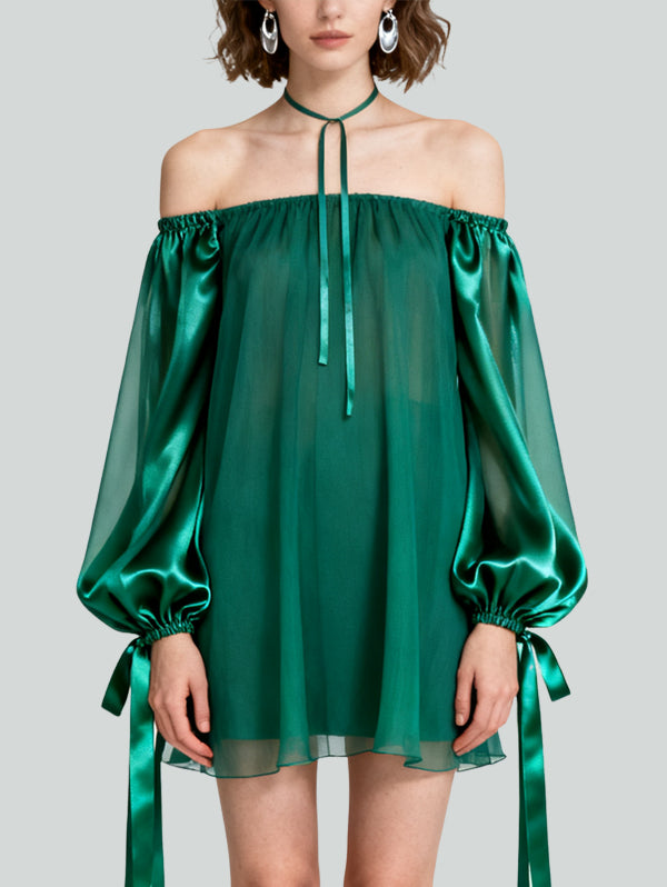 Lantern Sleeve Design Elegant Vital Women's Long-Sleeve Dress