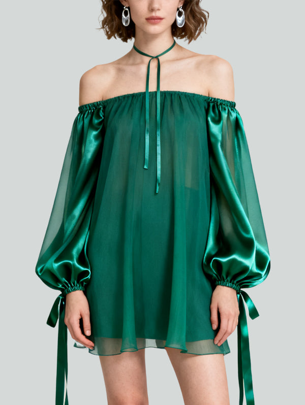 Lantern Sleeve Design Elegant Vital Women's Long-Sleeve Dress