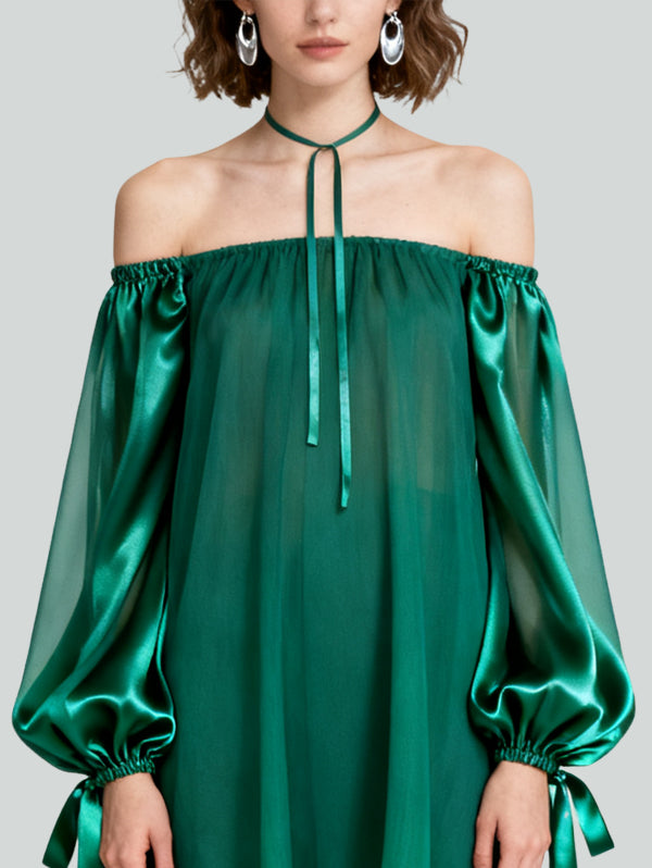 Lantern Sleeve Design Elegant Vital Women's Long-Sleeve Dress