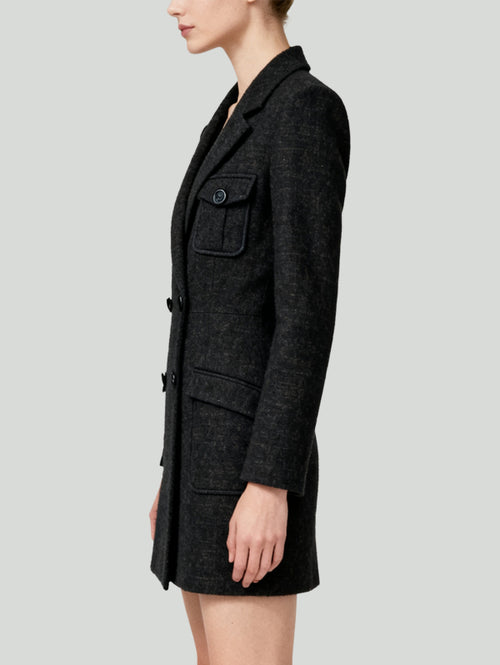 Blazer Collar Double-Row Button Design Retro Women's Long-Sleeve Dress