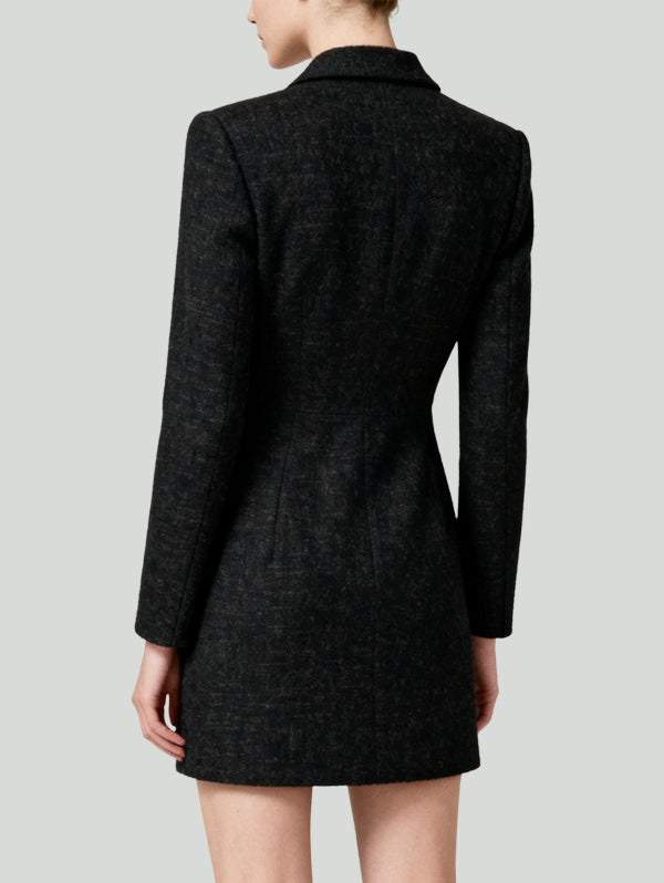 Blazer Collar Double-Row Button Design Retro Women's Long-Sleeve Dress
