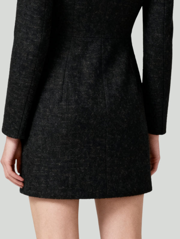 Blazer Collar Double-Row Button Design Retro Women's Long-Sleeve Dress
