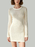 Crew Neck Fitted Design Fresh Minimalist Women's Long-Sleeve Dress