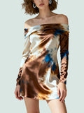 Flared Sleeve Design Trendy Fashionable Women's Long-Sleeve Dress