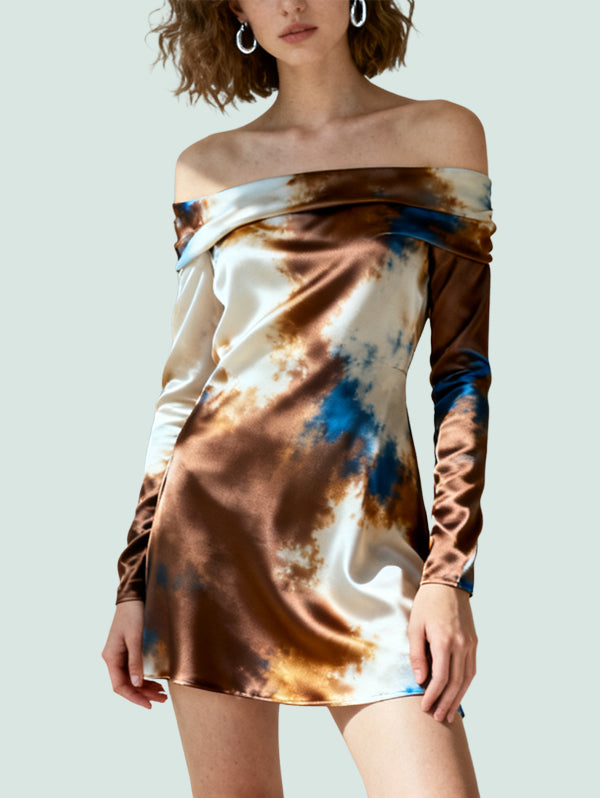 Flared Sleeve Design Trendy Fashionable Women's Long-Sleeve Dress
