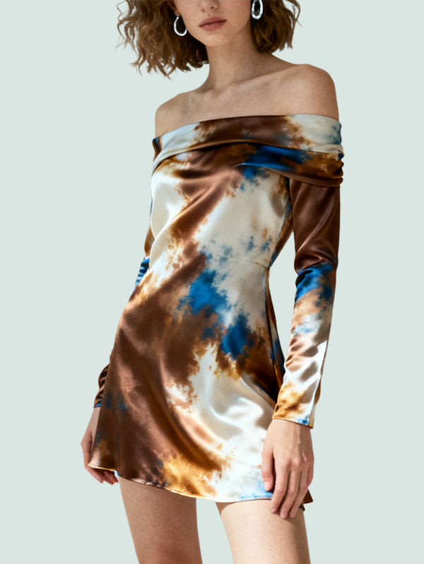 Flared Sleeve Design Trendy Fashionable Women's Long-Sleeve Dress