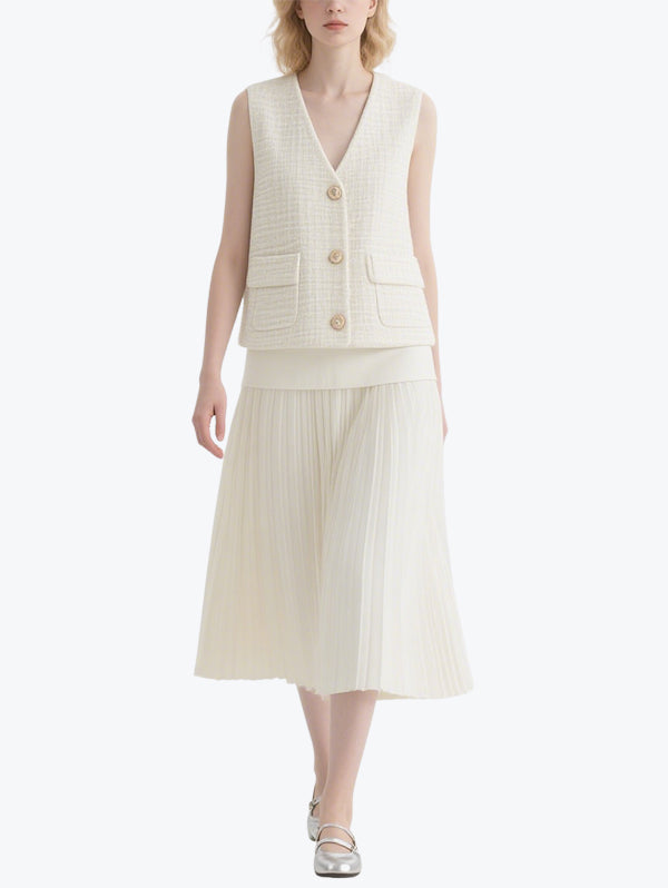 Classic Chanel Style Vest Skirt Suit
