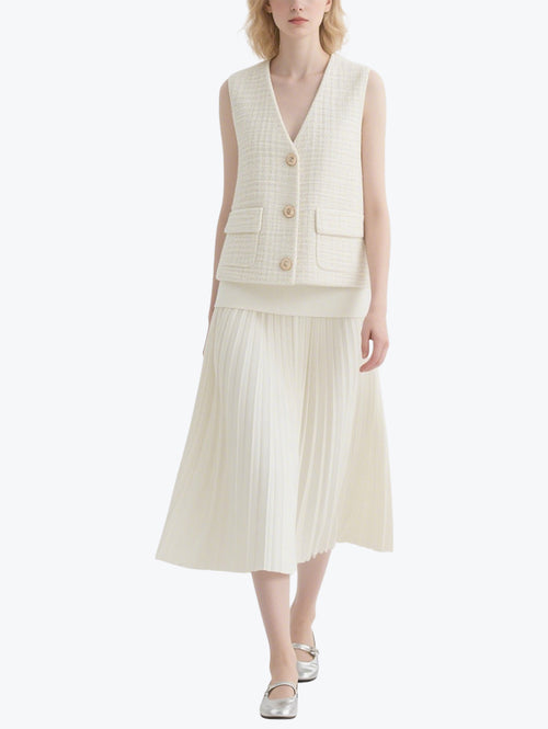 Classic Chanel Style Vest Skirt Suit