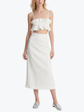 Sweet Ruffled Suspender Skirt Suit