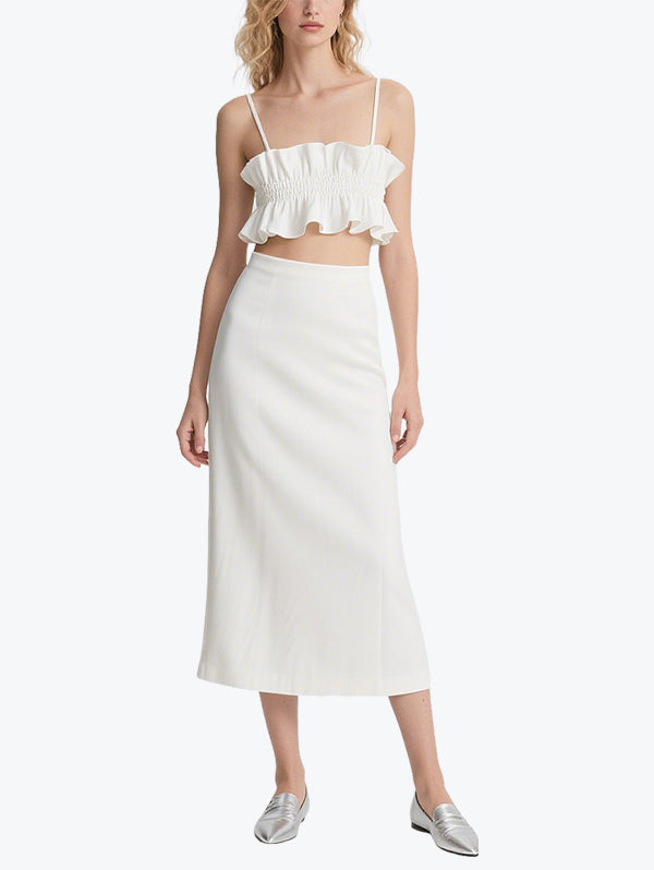 Sweet Ruffled Suspender Skirt Suit