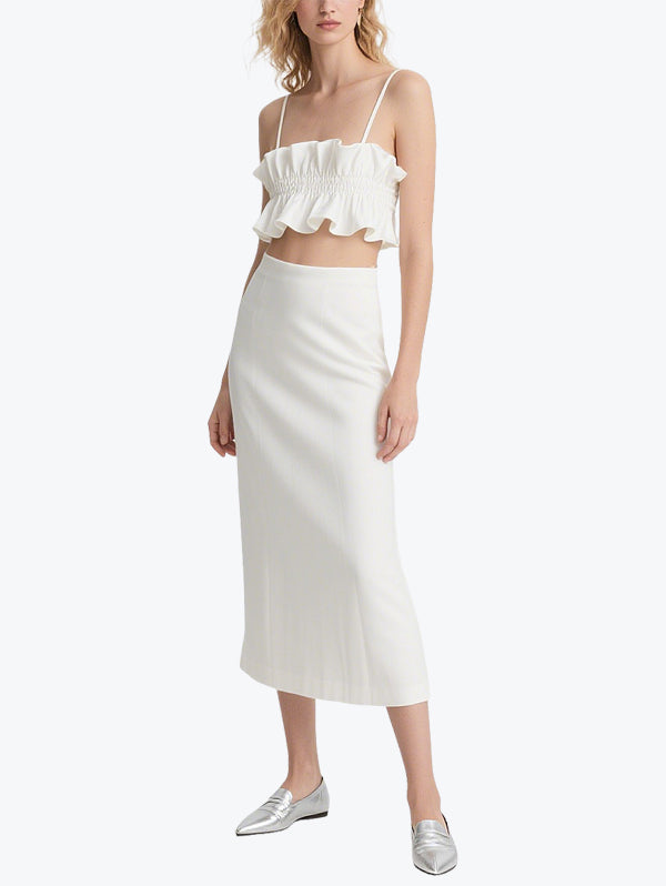 Sweet Ruffled Suspender Skirt Suit