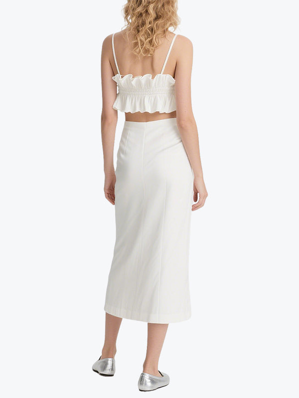 Sweet Ruffled Suspender Skirt Suit