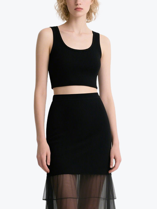 Sexy Mesh Patchwork Skirt Suit