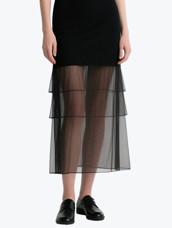 Sexy Mesh Patchwork Skirt Suit