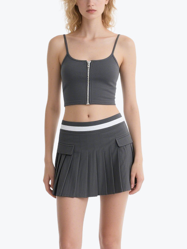 Cool Zipper Short Skirt Suit