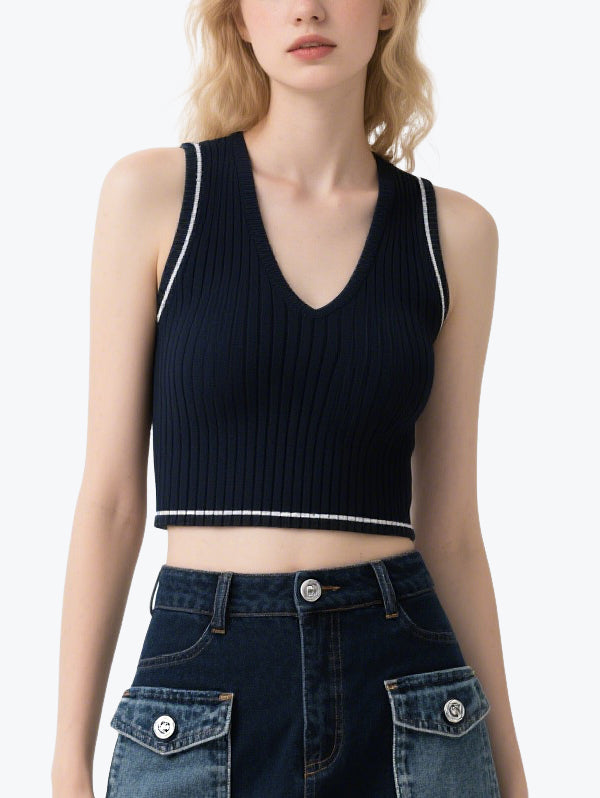Vintage Color Matching Denim Skirt Set