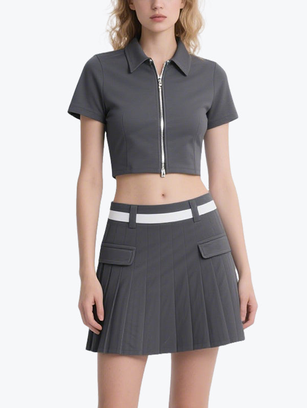 Smart Lapel Short Skirt Set