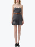 Exquisite Tube-Top Pleated Skirt Suit
