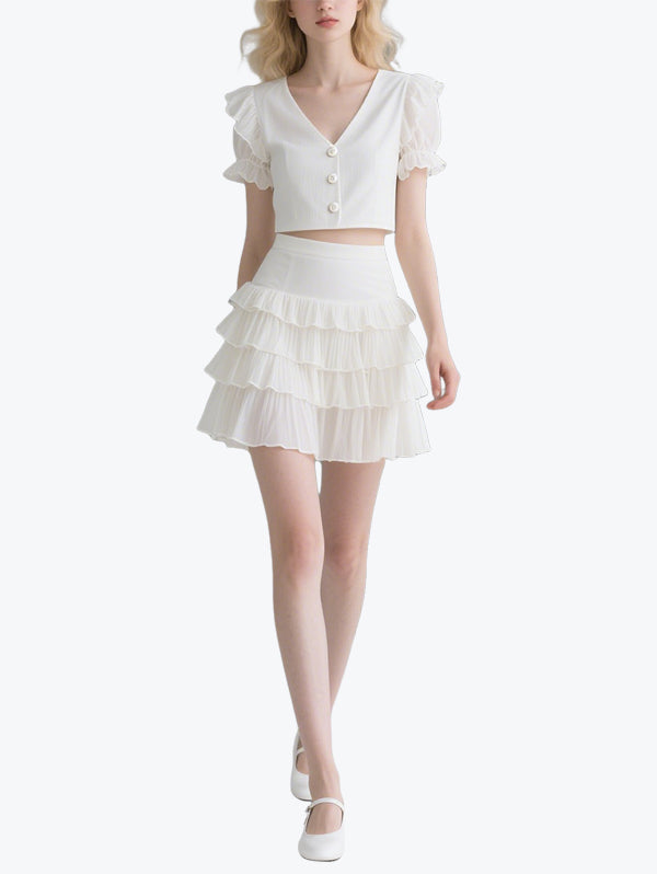 Romantic Layered Ruffle Skirt Set