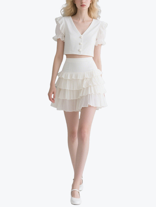 Romantic Layered Ruffle Skirt Set