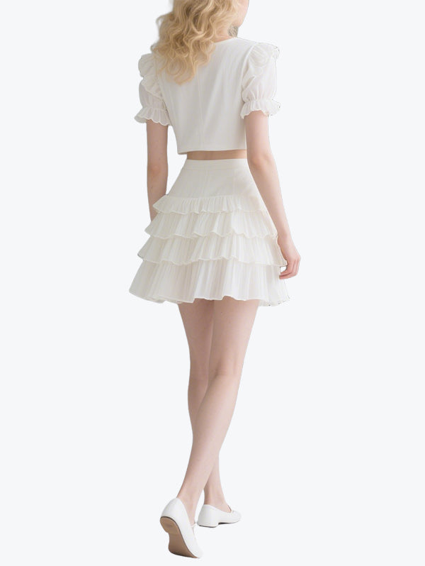 Romantic Layered Ruffle Skirt Set