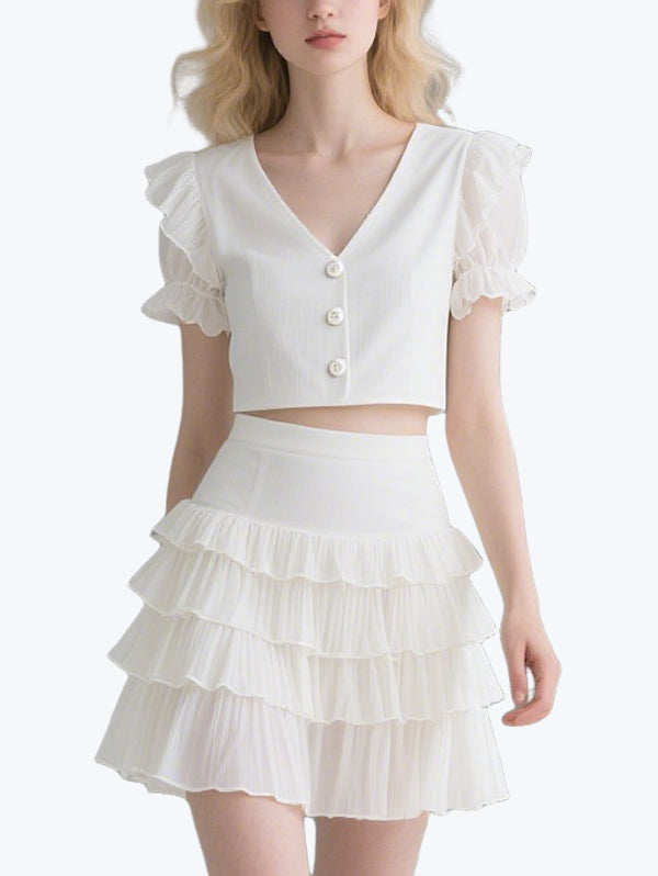 Romantic Layered Ruffle Skirt Set