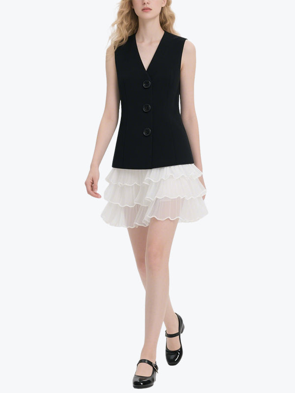 Playful Mesh Layered Skirt Set